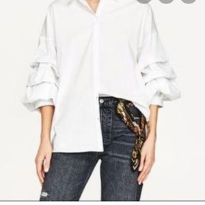 zara puff tiered sleeve shirt